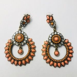 Coral/Orange and brushed gold earrings